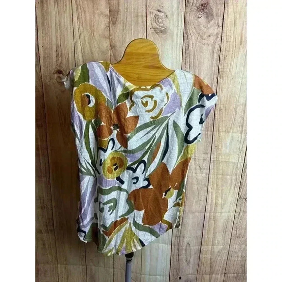 Rachel Zoe 100% Linen Floral Top Blouse Size S - Picture 3 of 6